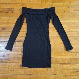 White Fox Mini Black Dress Size M Nice And Clear Long Sleeve Ribbed